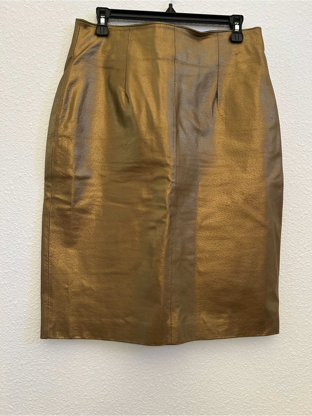 Metallic Bronze leather Pencil Skirt size 12